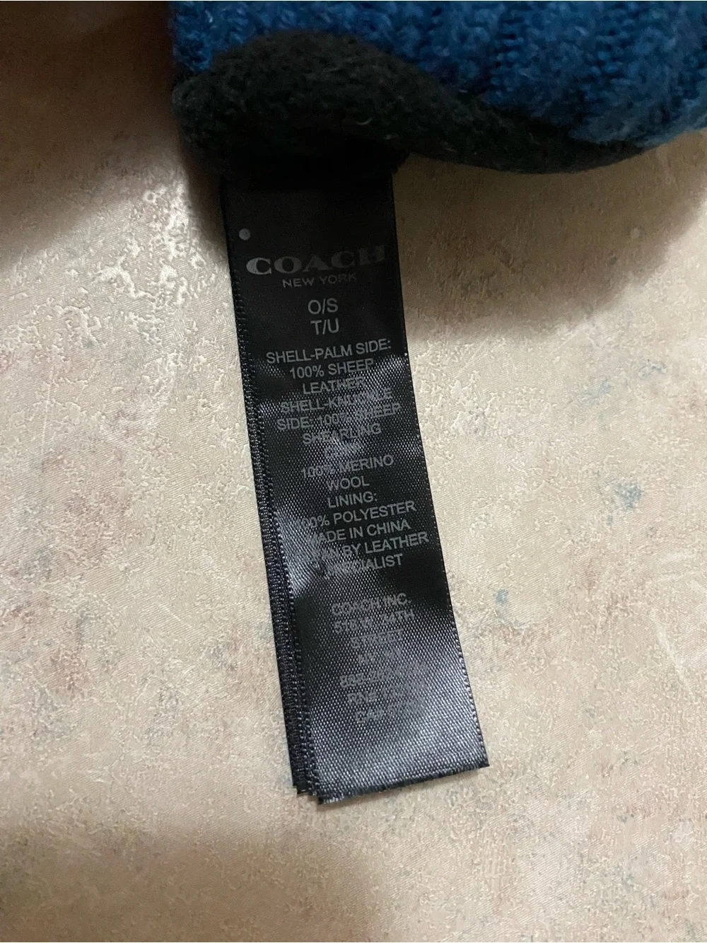 Coach fluffy shearling fur and leather mittens